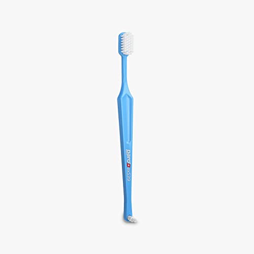 Paro Swiss exS39 Extra Sensitive Toothbrush with Interspace Brush F | Dual Features | Ultra Soft Bristles | Unisex | (12 Pack Multi-Color)