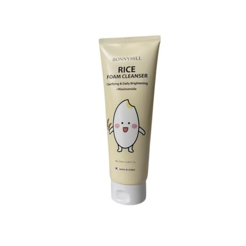BONNY HILL Foam Cleanser, Clarifying and Daily Brightening with Rice Niacinamide and Collagen 250ml/8.45 fl oz, Korean Skincare (Rice)