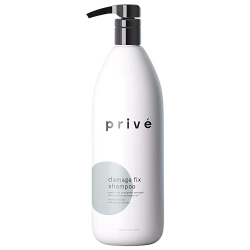 Priv? Damage Fix Hair Shampoo for Women & Men - Sulfate-Free Repair Shampoo for Damaged Hair - Strengthening & Moisturizing Formula for Dry, Dull & Over-Processed Strands (33.8 oz)