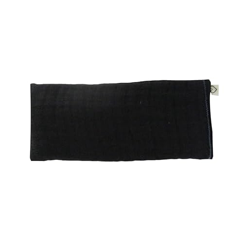 Unscented Eye Pillow - Soft & Soothing Gauze Cotton Filled with Flax Seed Weighted for Yoga Meditation Headache Relief Sleep Massage - Black