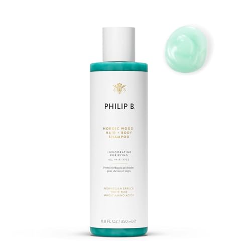 PHILIP B Nordic Wood Hair + Body Shampoo, 11.8 fl. oz. (350 ml) - Lathers Up Luxuriously, Conditions While Leaving You Feeling Cool& Invigorated, With Notes of Norwegian Spruce, White Pine and Camphor