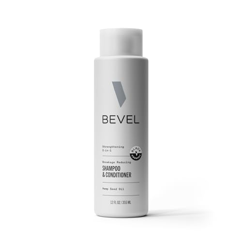 Bevel Shampoo and Conditioner for Men with Hemp Seed Oil and Biotin, 2 in 1 Strengthening Formula Conditions and Moisturizes Hair to Reduce Breakage, 12 Oz (Packaging May Vary)