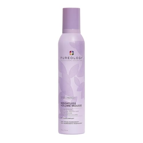 Pureology Style + Protect Weightless Volume Mousse For Fine and Color-Treated Hair - Lightweight and Volumizing Mouss, Sulfate-Free & Vegan