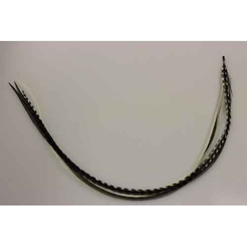Feather Hair Extension ? Salt & Pepper Remix, Grey, Black, and White Feathers, All Bonded Together at the Tip, Ranging From 7 to 10 Inches in Length, With a Total of 7 Feathers