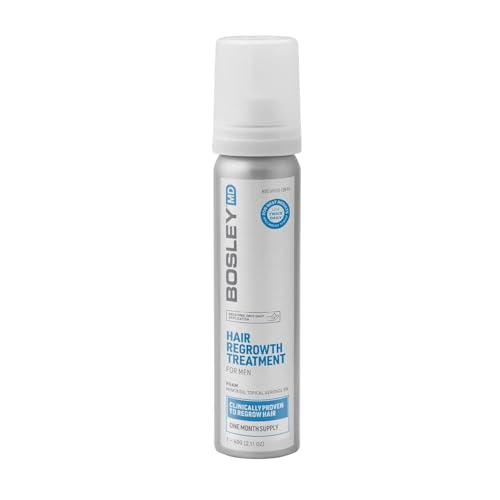 BosleyMD Minoxidil Foam, Extra Strength Thinning Treatment for Hair Loss and Hair Regrowth for Men, Women 5% Topical Solution, Foam/Mousse, 1-month supply, 2 oz.