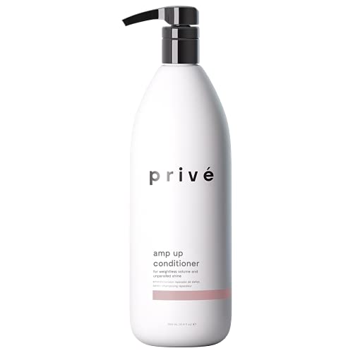 Priv? Amp Up Volumizing Conditioner for Fine Hair - Sulfate Free Hair Conditioner for Men & Women - Vegan & Color-Safe Formula with Bamboo, Green Tea & Acai - Provides Weightless Moisture (33.8 oz)