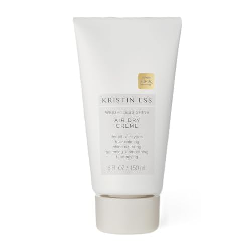 Kristin Ess Hair Weightless Shine Air Dry Cream for Curl Definition, Smoothing + Blowout Prep - Frizz Control - Light Hold - Women's Styling Product for Frizzy, Wavy + Curly Hair - Vegan