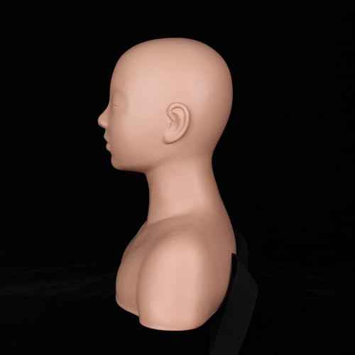 Multifunction Massage Makeup Practice Mannequin Head Model Wig Hat Display Soft Touch Silicone Practice Head for Beauty Salon Equipped with Shoulder Massage Head with Fixing Strap (Chocolate)
