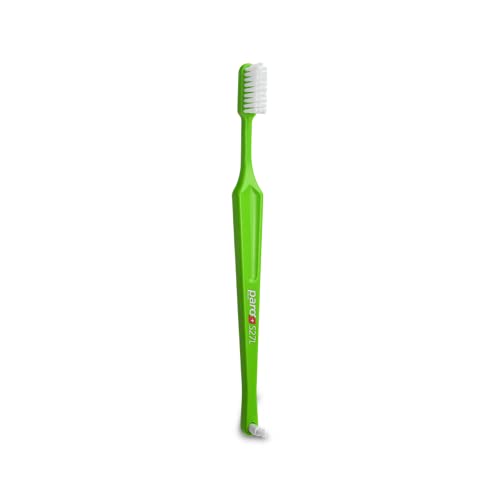 Paro S27L Toothbrush | Small Brush Head Toothbrush with Soft Bristles and Exchangeable Interdental Space F | 3 Rows 27 Tufts for Thorough Cleaning and Gum Care | 12 Pack