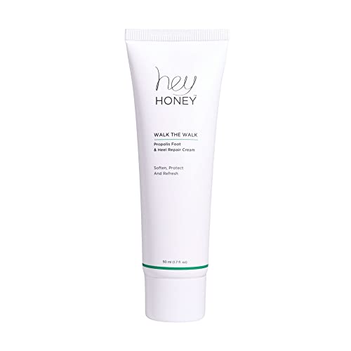 Hey Honey 4pc Set: Love Your Body Lotion, Walk The Walk Foot Cream, Hands On Honey Hand Cream, Eco Makeup Bag. Perfect for Valentine's, Xmas, Birthdays