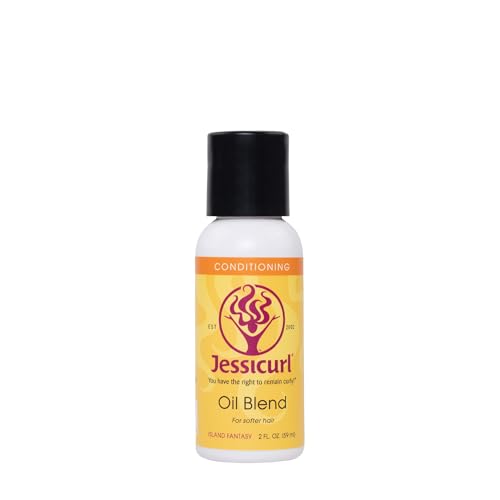 Jessicurl, Oil Blend, Island Fantasy, 2 Fl oz. Hair Oil for Curly Hair and Frizz Control, Dry Hair Treatment, adds Softness and Shine, with Avocado, Jojoba and Coconut Oil