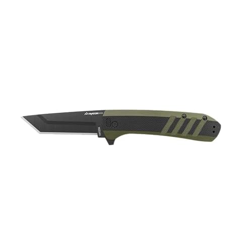 OUTDOOR EDGE Razor VX4 ? 3" Replaceable Blade Folding Knife ? Black Tanto Blade ? Black G10 Over Green Handle ? Reversible Clip ? EDC, Outdoor & Survival