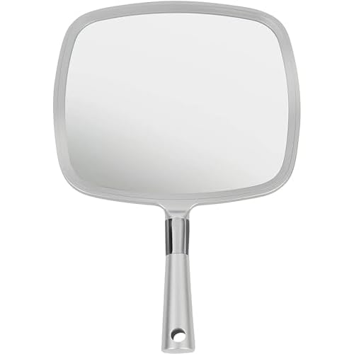 MIRRORVANA Large & Comfy Hand Held Mirror with Handle - Silver Salon Model (5-Pack)