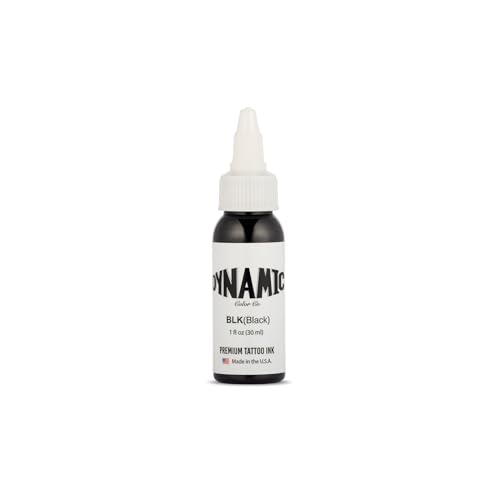 Dynamic Color Co. - Black Tattoo Ink, Long Lasting Vivid Color, Sterilized, Made in USA, Since 1990 (1 oz Bottle)