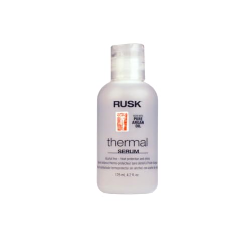 RUSK Designer Collection Thermal Serum with Argan Oil, Alcohol-Free Conditioning Serum, Heat Protection and Shine, Frizz Eliminator, 4.2 oz