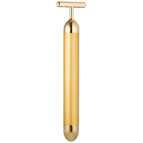 Beauty Bar 24k Golden Pulse Facial Massager, T-Shape Electric Sign Face Massage Tools for Sensitive Skin Face Pull Tight Firming Lift