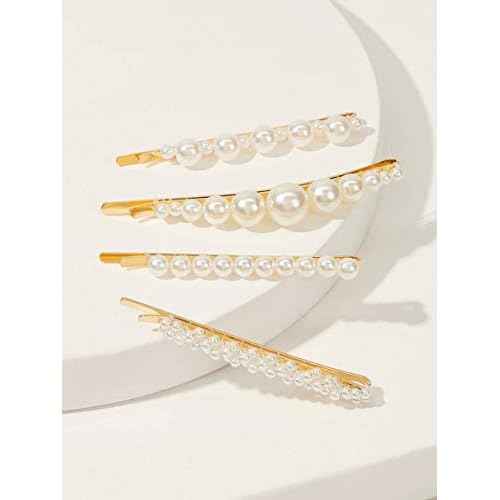 Gold pearl bobby pins Women Girls Valentines Mother¡¯s Day Hair Clip Barrettes Decorative accessories Bridal Wedding Birthday Prom Xmas holiday Party Gift 6 Pack
