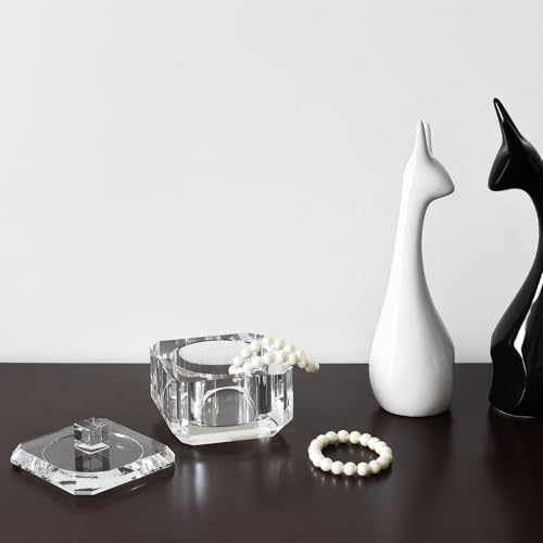 Crystal Makeup Storage Jars, Clear Candy Containers, Transparent Empty Storage Jar for Makeup, Loose Powder, Bath Salts, Vanity Organizer, Desk Decor for Rings