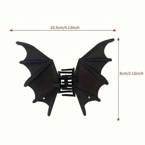 Bat Hair Clip - Halloween Matte Black Bat Hair Claw Metal Punk Gothic Bat Wing Hair Barrettes Non-Slip Hair Styling Accessories Halloween Cosplay Party Supplies for Women Girls Thin Thick Hair