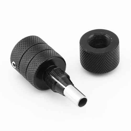 Tattoo Grip 25mm Black Aluminum Alloy Self Lock with Gray Silicone Grip Cover Tattoo Tips 5R 5F for Coil Tattoos Rotary Machine Gun Kit Beauty Body Care