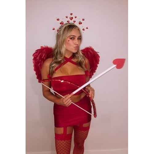 Valentines Day Heart Headband for Women Girls Red Hearts Crown Tiara Hairband Headpiece Halloween Cupid Costume Festival Carnival Holiday Party Favors
