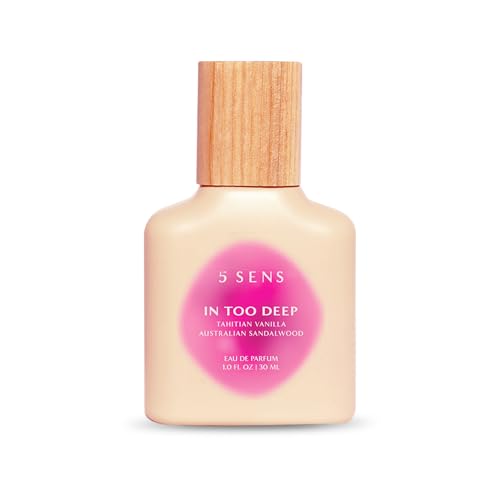 5 SENS In Too Deep Eau de Parfum (30 mL) - Clean, Long-Lasting Fine Fragrance - Gourmand with Tahitian Vanilla, Italian Bergamot, Sparkling Sugar, Sandalwood, Musk - Vegan, Cruelty-Free