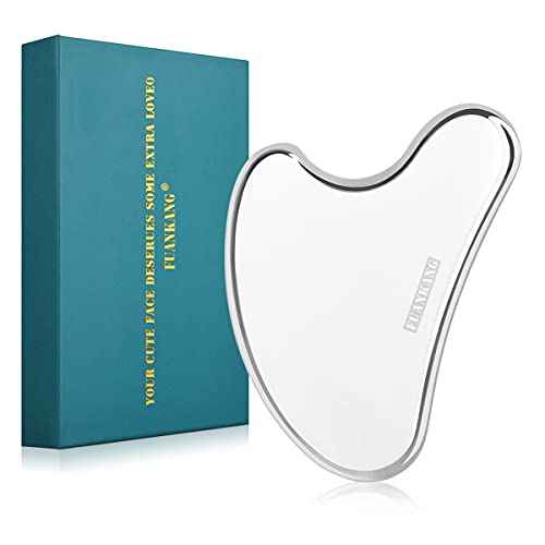 Gua Sha Facial Tools with Travel Pouch Stainless Steel Scraping Massage Tool for Face