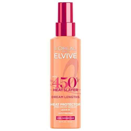 L'Oreal Paris Elvive Dream Lengths Heat Slayer Pre-Iron Spray Leave-In, 4.4 Ounce