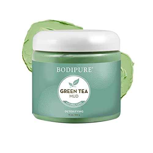 Bodipure Green Tea Body Mud Mask for Body - Rich in Powerful Antioxidants to Fight Free Radicals - Spa Quality Skin Rehydrating Treatment, 16 Ounce