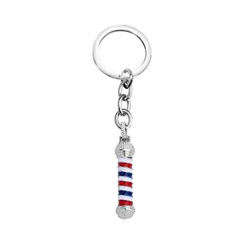 WSNANG Barber Shop Sign Keychain/Necklace Barber Turn Light Pendant Jewelry Hair Stylist Gift