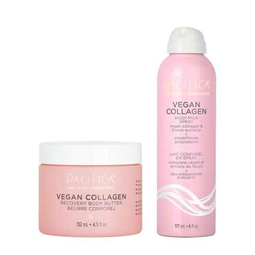 Pacifica Vegan Collagen Body Butter & Milk Spray Set ? Hydrating Body Care Duo, Intense Moisture Recovery Butter + Fast-Absorbing Collagen Body Milk, Softens & Firms Dry Skin, Vegan