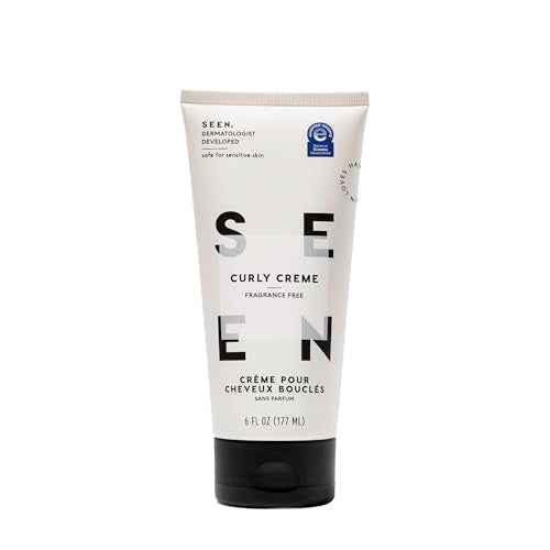 SEEN Curly Creme, Fragrance Free - Non-Comedogenic & Sulfate Free Curl Defining Styling Hair Cream- Anti Frizz- Heat Protectant- Safe for Sensitive Skin