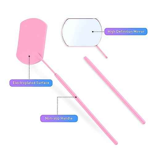 TBWHL Heart-Shaped Travel Handheld Mirror, Cosmetic Hand Looking Glass with Handle Hand Held for Shaving Single-Sided Portable Travel Vanity Mirror Men & Women (Lash Mirror & Heart Mirror, 2)