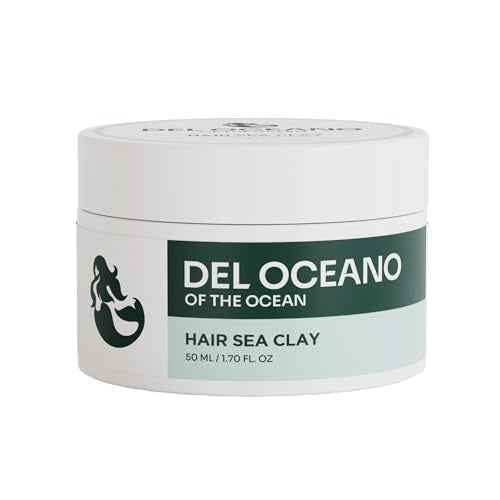 Del Oc?ano Hair Styling Sea Clay - Strong Hold, Matte Finish, Nourishing Formula Hair Clay for Men, Ideal for Hairstyling Medium, Messy, Fine Thinning Hair Styles, 2.7 oz