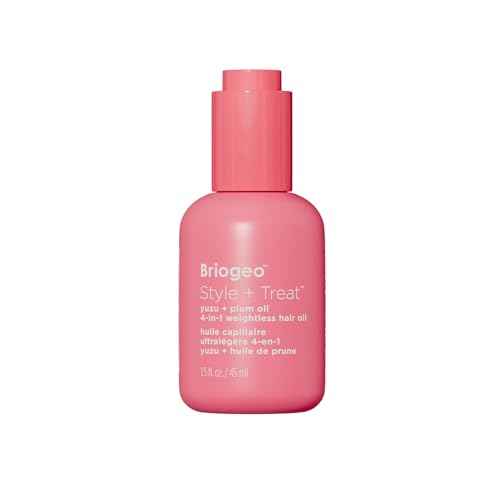 Briogeo Style + Treat Yuzu + Plum 4-in-1 Weightless Hair Oil ? Silicone-Free Oil for Heat Protection, Frizz Control, Shine & Moisture ? Fine to Medium Hair ? Clean, Vegan Hair Treatment - 1.5 fl oz