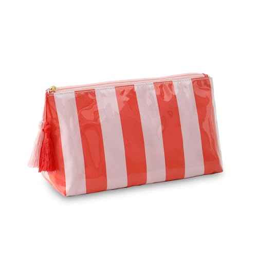 DYSHAYEN Makeup Bags for Purse,Small Clear Coated Cosmetic Bags for Women Girls, Waterproof Travel Organizer Zipper Pouch Beach Vacation Essentials (Pink-Orange)