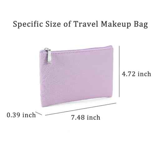 Small Makeup Bag for Purse, Travel Makeup Bag with Zipper, Pu Leather Makeup Pouch, Cosmetic Bags for Women,Travel Make Up Bag (1, Purple)