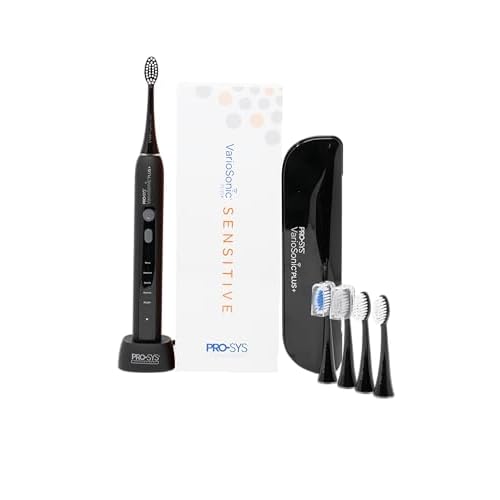PRO-SYS¢ç VarioSonic Plus+ Sensitive Kit Professional Electric Toothbrush for Sensitive Teeth, Rechargeable with Pressure Sensor and Timer, Customizable Intensity Powered Toothbrush with Travel Case