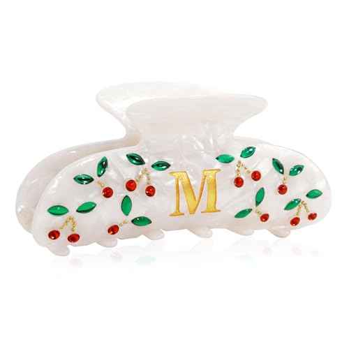 Teen Girl Gifts Trendy Stuff - Letter Cherry Hair Claw Clips, Fashion Accessories Claw Clips Durable Hair Clips, Birthday Gifts for Teens Daughter Sister Christmas Gifts, Letter M