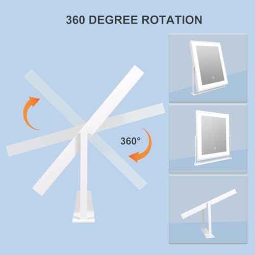 Beelux Vanity Mirror with Lights, New Hollywood Lighted Makeup Mirror with Dimmable Light, Smart Control, Memory, Adjustable Warm White/Natural/Daylight, Birthday Present, 360¡ÆRotation (11 in. White)