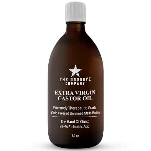 Premium Organic Cold-Pressed Castor Oil - 16.9 oz Glass Bottle, Hexane-Free, Small Batch, Extra Virgin, Ethically Sourced for Hair Growth, Skin Care, Lashes, Brows & Castor Oil Packs
