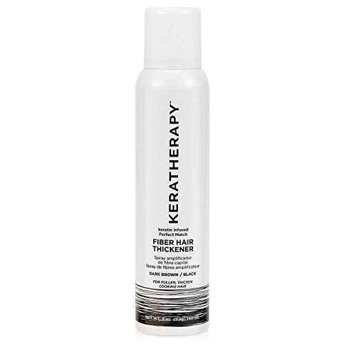 Keratherapy Keratin Infused Perfect Match Fiber Hair Thickener Spray, Dark Brown to Black, 4 fl. oz., 140 ml - Volumizing, Thickening, & Concealing Hairspray for Scalp Coverage, Roots & Thinning Areas