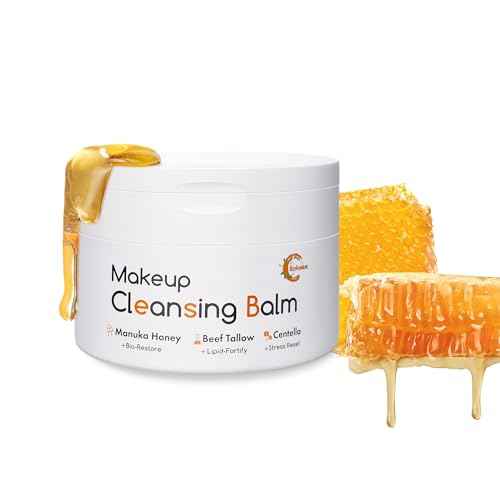 Grocerism Makeup Remover & Cleansing Balm with Manuka Honey & Centella Asiatica, Soothing Cleansing Balm with Beef Tallow for Dry, Sensitive Skin, Deep Cleanse & Moisturize, 3.53 Oz Organic Skincare