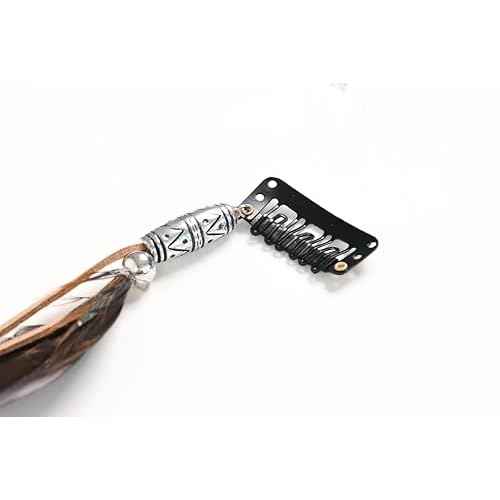 6 Pcs Feather hair Extensions Handmade Boho chic Hair Extensions with Feather Clip in Headdress Accessories for Women (Black,Brown,Dark coffee)