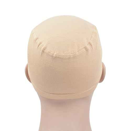 2 Pcs Wig Caps Bamboo Fiber Wig Cap Elastic Breathable Wigs Grip Cap Wig Liner Cap (Beige)