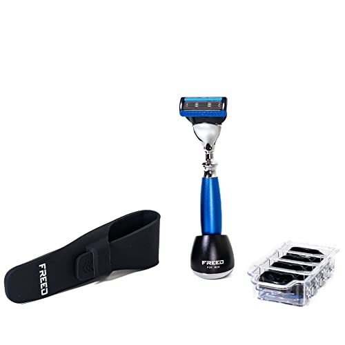 Monarch 4-Piece 5-Blade Razor Shaving Set Men's Safety Razor Grooming Gift Set with Alloy material handle Shaving for Gentleman,men gift set
