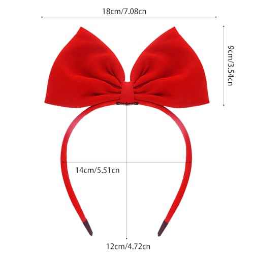 enop Red & Black Bow Headband for Women Girls,Halloween Bow Headband Cute Red Hair Bows Headands Fancy Bows Headdress for Valentine Christmas Party Costumes Headpieces