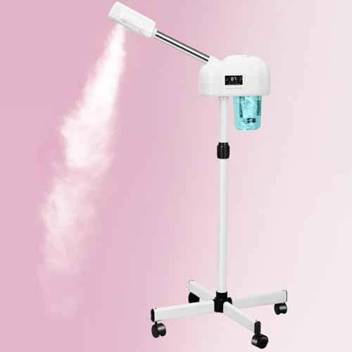 Professional Facial Steamer, Hot Mist Spray, Stand Facial Steamer for Esthetician, Timer Function, Vaporizador Face Steamer on Wheel, for Home Salon SPA