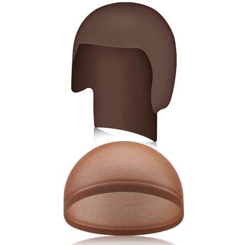 Syhood 2 Pieces Halloween Bald Cap Makeup Latex Bald Hat Head Wig Caps Cosplay Costume for Adults