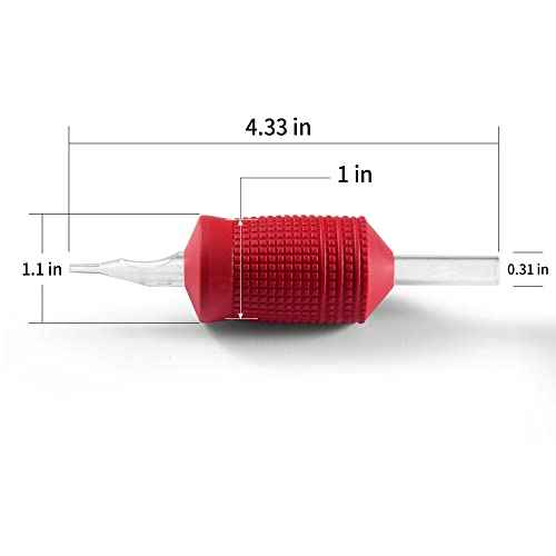 25mm (1 Inch) Ultra Premium Clear Disposable Tubes w/Red Soft Silicone Grip- 20 Pack, Open Face Magnum Tip (9M1)